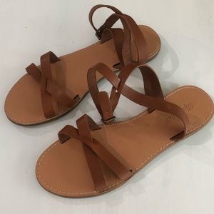 Madewell Saddle Brown Ankle Wrap Sandals